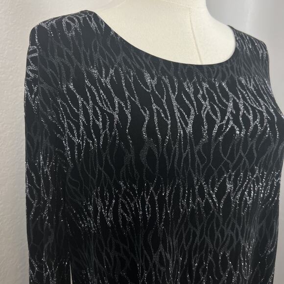 VTG Brittany Black Top Womens 2X Black Metallic Abstract Fairygrunge Whimsigoth - Picture 2 of 10